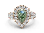 Pear-Shaped Halo Engagement Ring Setting for a Fancy Green Lab-Grown Diamond | Graduated Channel Band | Rose Gold