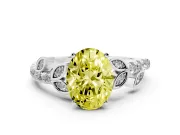Oval Leaf Pavé Engagement Ring Setting for a Fancy Yellow Lab-Grown Diamond | Platinum
