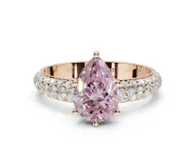 Pear-Shaped Domed Pavé Engagement Ring Setting for a Fancy Pink Lab-Grown Diamond | Rose Gold