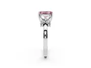 Emerald Cut Floral Engagement Ring Setting for a Fancy Pink Lab-Grown Diamond | White Gold