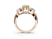 Oval Three Stone Engagement Ring Setting for a Fancy Yellow Lab-Grown Diamond | Tapered Pave Band | Rose Gold
