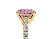 Radiant Cut Hidden Halo Pave Engagement Ring Setting for a Fancy Pink Lab-Grown Diamond | Claw Prongs | Yellow Gold