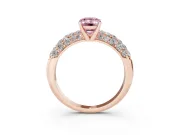 Emerald Cut Multi Row Pave Engagement Ring Setting for a Fancy Pink Lab-Grown Diamond | Rose Gold