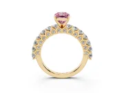 Radiant Cut Shared Prong Engagement Ring Setting for a Fancy Pink Lab-Grown Diamond | Yellow Gold