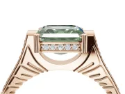 Asscher Cut Vintage Cathedral Engagement Ring Setting for a Fancy Green Lab-Grown Diamond | Carved Band | Rose Gold