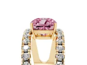 Cushion Cut Pavé Engagement Ring Setting for a Fancy Pink Lab-Grown Diamond | Yellow Gold - Design NV-24679