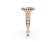 Oval Halo Engagement Ring Setting for a Fancy Green Lab-Grown Diamond | Side Clusters | Yellow Gold
