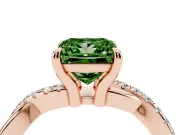 Fancy Green Princess Cut Diamond Twist Band Solitaire Set in Rose gold with Pavé Accents and Prong Setting