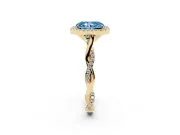 Radiant Cut Twist Halo Engagement Ring Setting for a Fancy Blue Lab-Grown Diamond | Yellow Gold