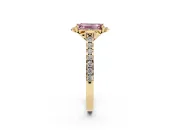 Emerald Cut Floral Petal Engagement Ring Setting for a Fancy Pink Lab-Grown Diamond | Petal Accents | Yellow Gold