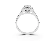 Emerald Cut Halo Engagement Ring Setting | Shared Prong Shoulders | White Gold