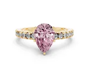 Pear-Shaped Pavé Solitaire Engagement Ring Setting for a Fancy Pink Lab-Grown Diamond | Yellow Gold