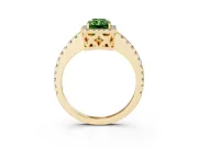 Radiant Cut Pave Halo Engagement Ring Setting for a Fancy Green Lab-Grown Diamond | Yellow Gold