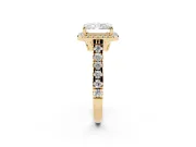 Radiant Cut Halo Engagement Ring Setting | Shared Prong Shoulders | Yellow Gold