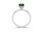 Radiant Cut Hidden Halo Engagement Ring Setting for a Fancy Green Lab-Grown Diamond | Thin Band | Sterling Silver