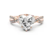 Heart-Shaped Twisted Split Shank Pave Engagement Ring Setting | Pave Gallery | Rose Gold