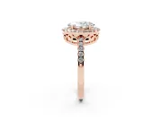 Oval Cut Diamond Pavé Band Halo Engagement Ring Set in Rose gold with Prong Setting