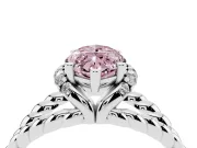 Fancy Pink Marquise Cut Diamond Halo Ring Set in White gold with Twisted Band and Prong Setting