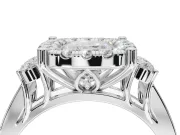 Cushion Cut Halo Side Cluster Engagement Ring Setting | Graduated Channel Band | Sterling Silver