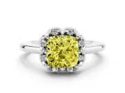 Cushion Cut Petal Halo Engagement Ring Setting for a Fancy Yellow Lab-Grown Diamond | Sterling Silver