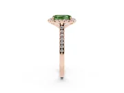 Emerald Cut Halo Engagement Ring Setting for a Fancy Green Lab-Grown Diamond | Tapered Band | Rose Gold