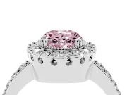 Oval Vintage Milgrain Halo Engagement Ring Setting for a Fancy Pink Lab-Grown Diamond | Pierced Gallery | Platinum