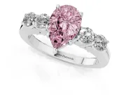 Pear-Shaped 5 Stone Engagement Ring Setting for a Fancy Pink Lab-Grown Diamond | White Gold