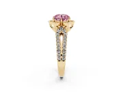 Round Floral Halo Engagement Ring Setting for a Fancy Pink Lab-Grown Diamond | Pavé Split Shank | Yellow Gold