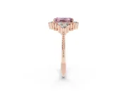 Emerald Cut Cluster Engagement Ring Setting for a Fancy Pink Lab-Grown Diamond | Rose Gold