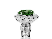 Fancy Green Heart Cut Diamond Halo Engagement Ring Set in Platinum with Filigree Band and Prong-Set Center