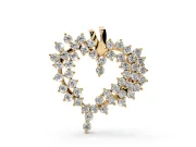 Round Lab-Grown Diamond Cluster Open Heart Pendant Necklace | Split Bail | Yellow Gold
