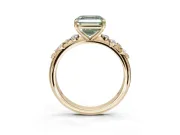 Asscher Cut Graduated Solitaire Engagement Ring Setting for a Fancy Green Lab-Grown Diamond | Yellow Gold