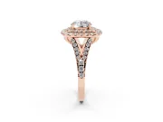Round Halo Split Shank Engagement Ring Setting | Rose Gold