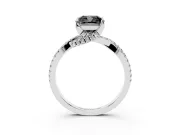 Cushion Cut Twisted Pavé Engagement Ring Setting for a Black Center | Split Shank | White Gold