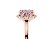 Oval Halo Engagement Ring Setting for a Fancy Pink Lab-Grown Diamond | Plain Polished Band | Rose Gold