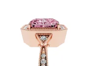 Radiant Cut Milgrain Halo Engagement Ring Setting for a Fancy Pink Lab-Grown Diamond | Graduated Pavé | Rose Gold
