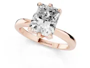 Radiant Cut Diamond Solitaire Engagement Ring Set in Rose gold with Slim Tapered Solitaire Band