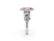 Marquise Vintage Halo Engagement Ring Setting for a Fancy Pink Lab-Grown Diamond | Bezel Shoulder Accents | White Gold