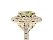 Canary Yellow Oval Lab-Grown Diamond Double Halo Statement Ring Set in Yellow Gold with Pavé Band