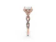 Princess Cut Milgrain Halo Engagement Ring Setting | Graduated Shoulders | Rose Gold