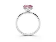 Fancy Pink Heart Cut Diamond Solitaire Engagement Ring Set in Platinum with Prong Setting and Polished Band