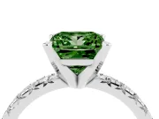 Fancy Green Princess Cut Diamond Solitaire Pavé Engagement Ring Set in Platinum with Round Band and Prong Setting