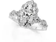 Marquise Milgrain Halo Engagement Ring Setting | Graduated Shoulders | White Gold