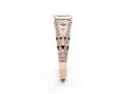 Asscher Cut Split Shank Pavé Engagement Ring Setting | Engraved Leaf Sides | Rose Gold