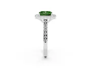 Fancy Green Radiant Cut Diamond Milgrain Floral Halo Engagement Ring Set in Platinum with Pavé Band