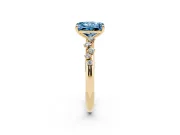 Fancy Blue Radiant Cut Diamond Cluster Solitaire Ring Set in Yellow gold with Prong Setting