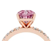 Cushion Cut Pavé Solitaire Engagement Ring Setting for a Fancy Pink Lab-Grown Diamond | Rose Gold