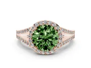 Round Halo Engagement Ring Setting for a Fancy Green Lab-Grown Diamond | Pave Split Shank | Rose Gold