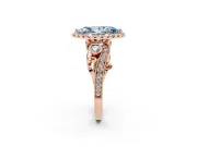 Marquise Vintage Halo Engagement Ring Setting for a Fancy Blue Lab-Grown Diamond | Bezel Shoulder Accents | Rose Gold