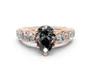 Pear-Shaped Graduated Engagement Ring Setting for a Black Center | Rose Gold